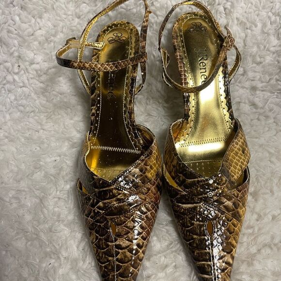 J.Renee synthetic Brown Snake Print Women's Heels SZ10 - Picture 1 of 11